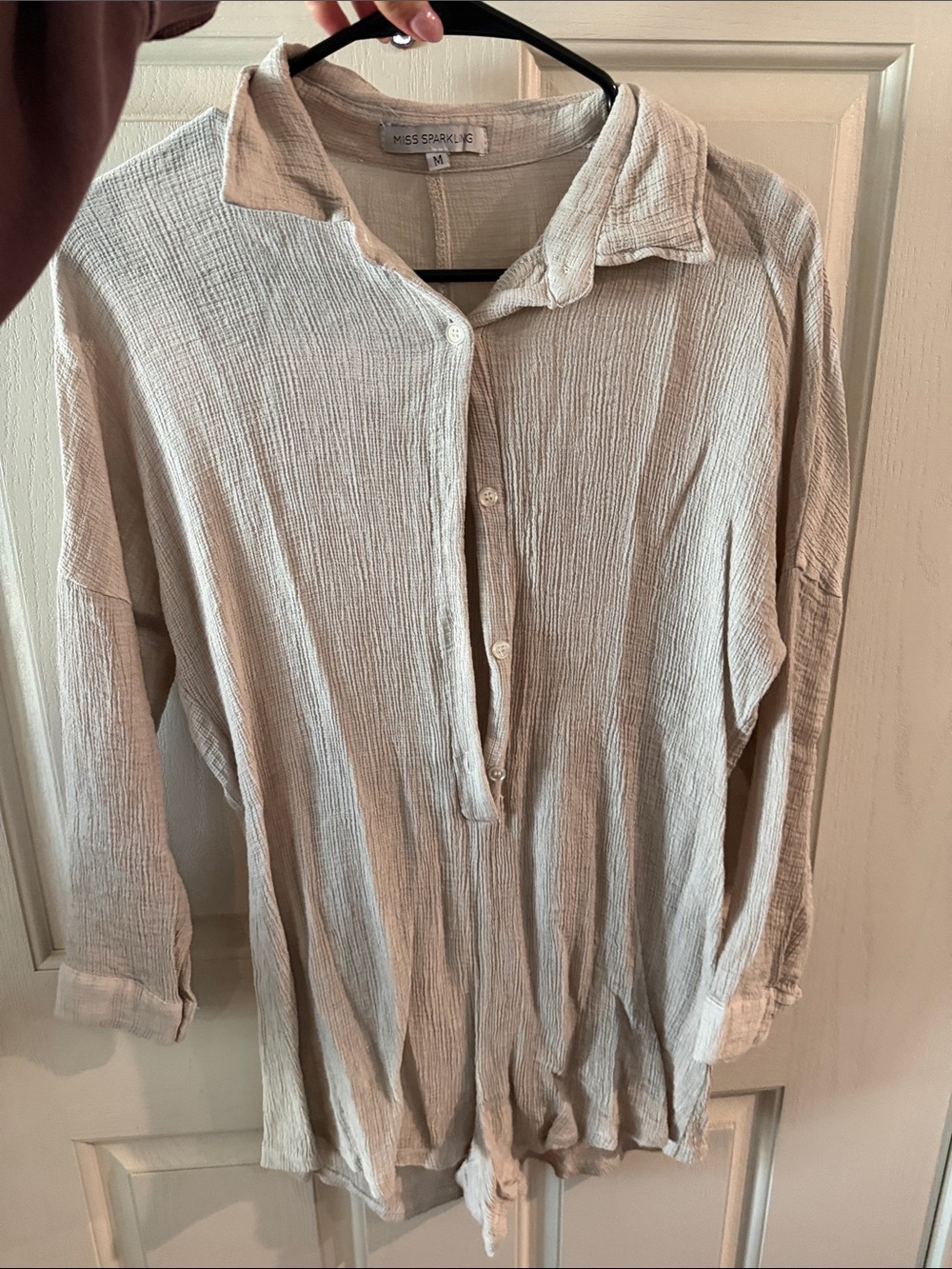 Beige Long-Sleeve romper